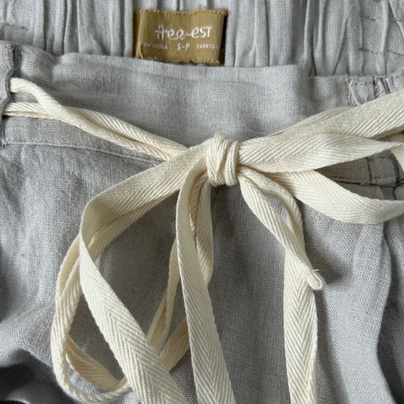 Free People Free-Est Linen Blend Jogger Pants Tie Waist Small Grey - Picture 5 of 10